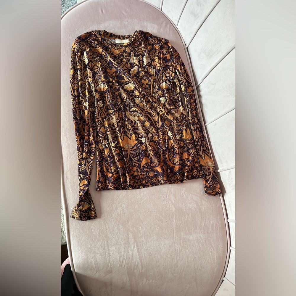 Ulla Johnson Brown and Tan Paisley Blouse